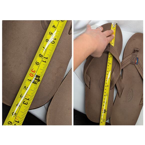 Rainbow Flip Flops Thong Sandals Mens XXL Brown Leather Surfer Beachy Resort - Picture 6 of 8